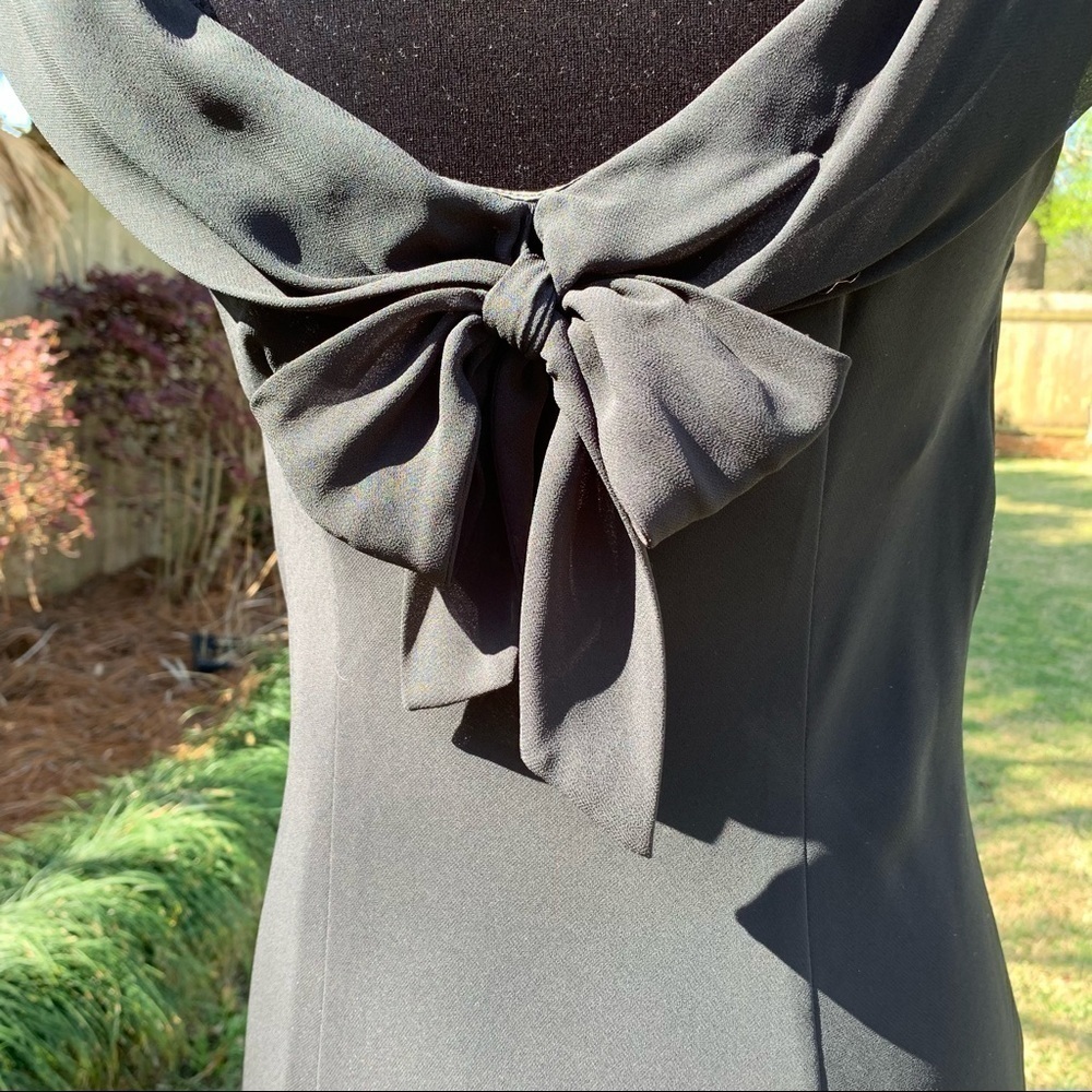 BICE black drape cowl neck sleeveless empire waist beaded fit and flare dress - Picture 7 of 12